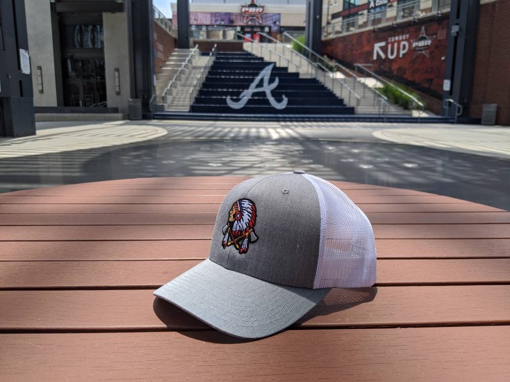 Grey & White Atlanta Indian Head Hat