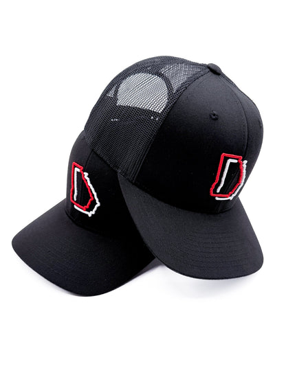 Red & White is Georgia - Black Trucker Hat by The Whiskey Pines Collection
