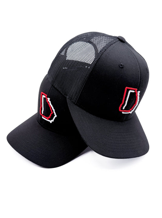 Red & White is Georgia - Black Trucker Hat by The Whiskey Pines Collection