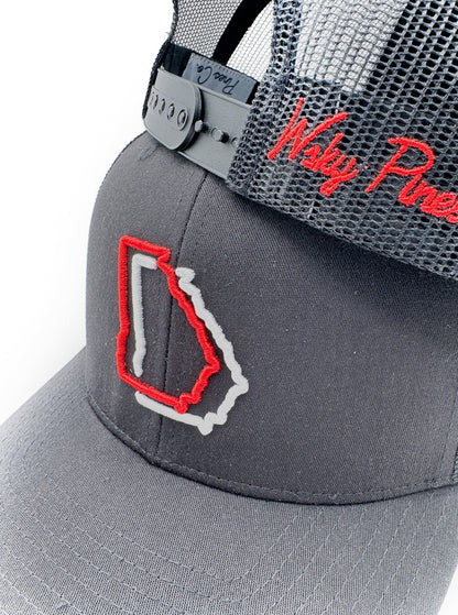 Red & White is Georgia - Black Trucker Hat by The Whiskey Pines Collection