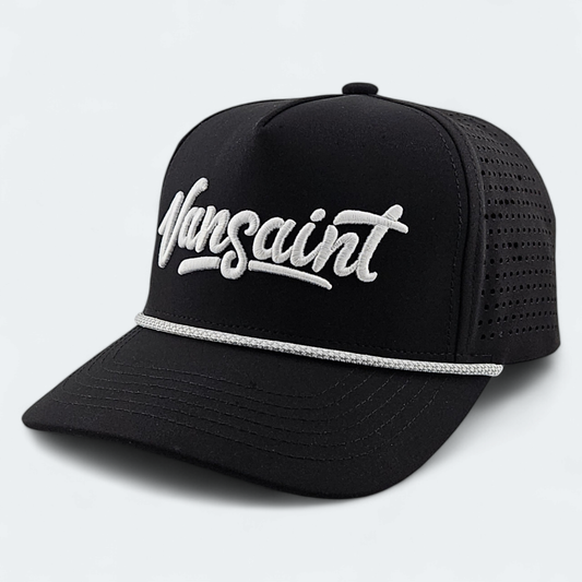 Black VANSAINT Script Logo Snapback Hat by VANSAINT
