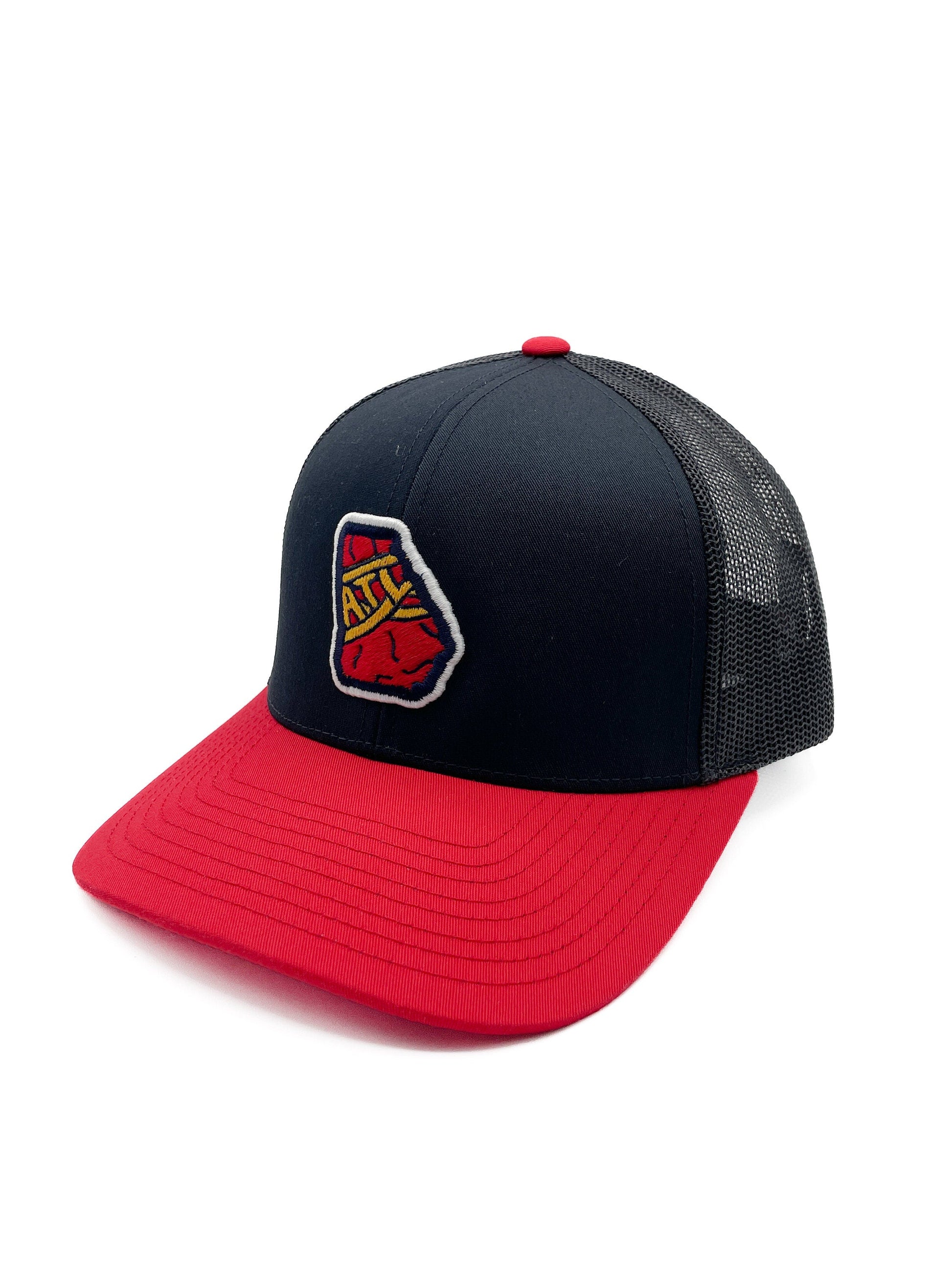 Navy & Red "ATL" Georgia Tomahawk Hat | Baseball Trucker Hat | Tomahawk Chop | Patch Hat | Atlanta | Golf | Father's Day