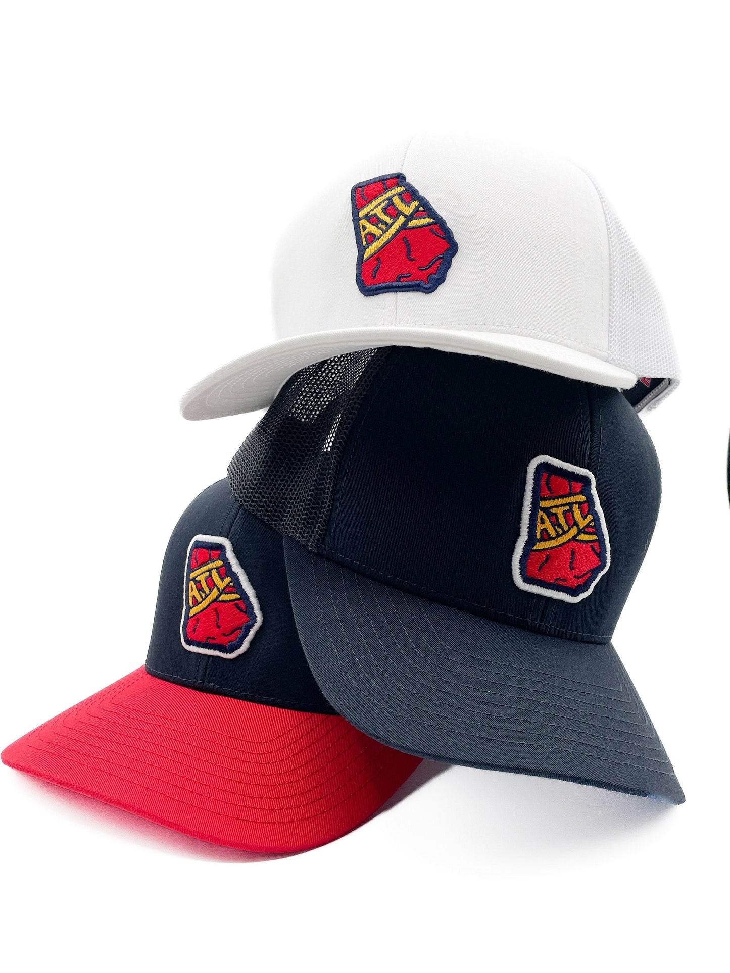 Navy & Red "ATL" Georgia Tomahawk Hat | Baseball Trucker Hat | Tomahawk Chop | Patch Hat | Atlanta | Golf | Father's Day