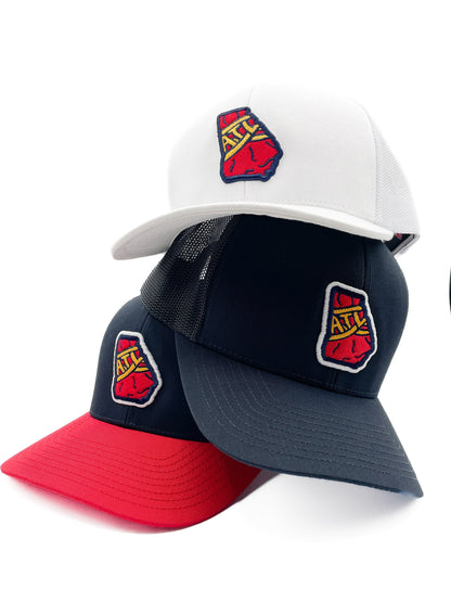 Navy & Red "ATL" Georgia Tomahawk Hat | Baseball Trucker Hat | Tomahawk Chop | Patch Hat | Atlanta | Golf | Father's Day