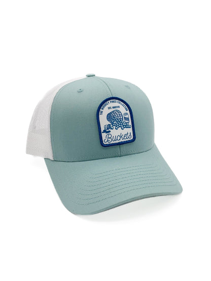 Smoke Blue & White "Buckets" Trucker Hat