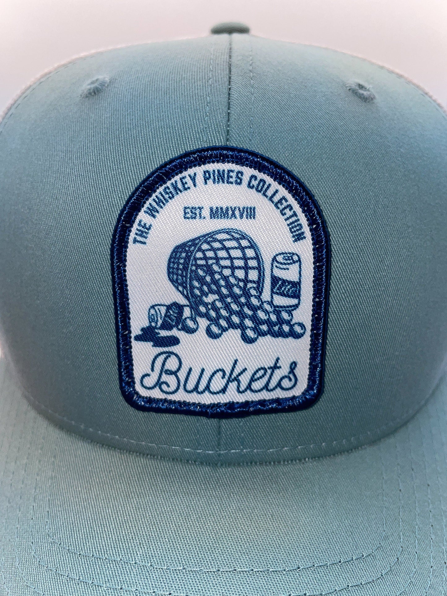 Smoke Blue & White "Buckets" Trucker Hat