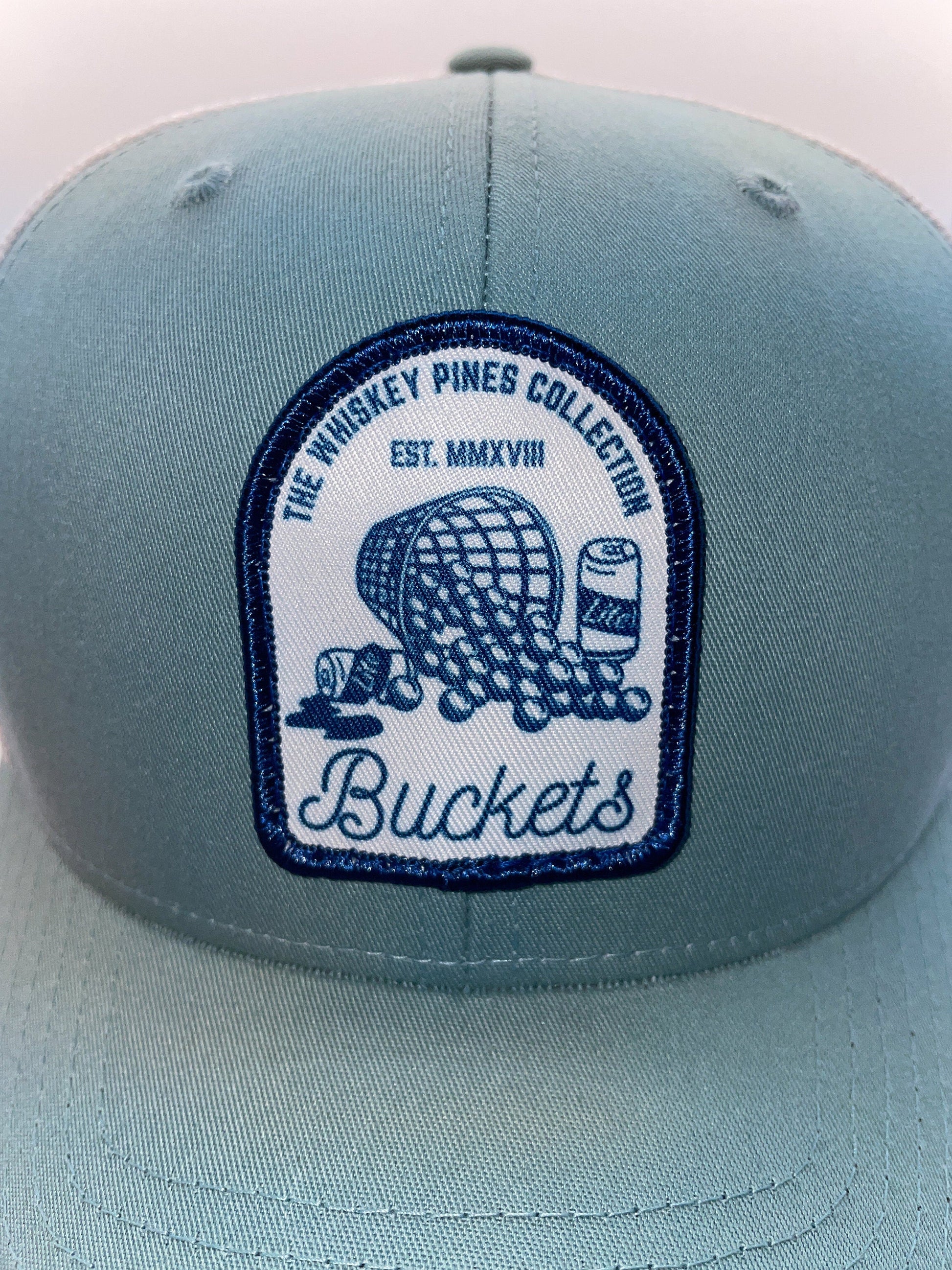 Smoke Blue & White "Buckets" Trucker Hat