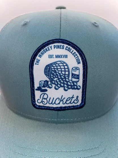 Smoke Blue & White "Buckets" Trucker Hat