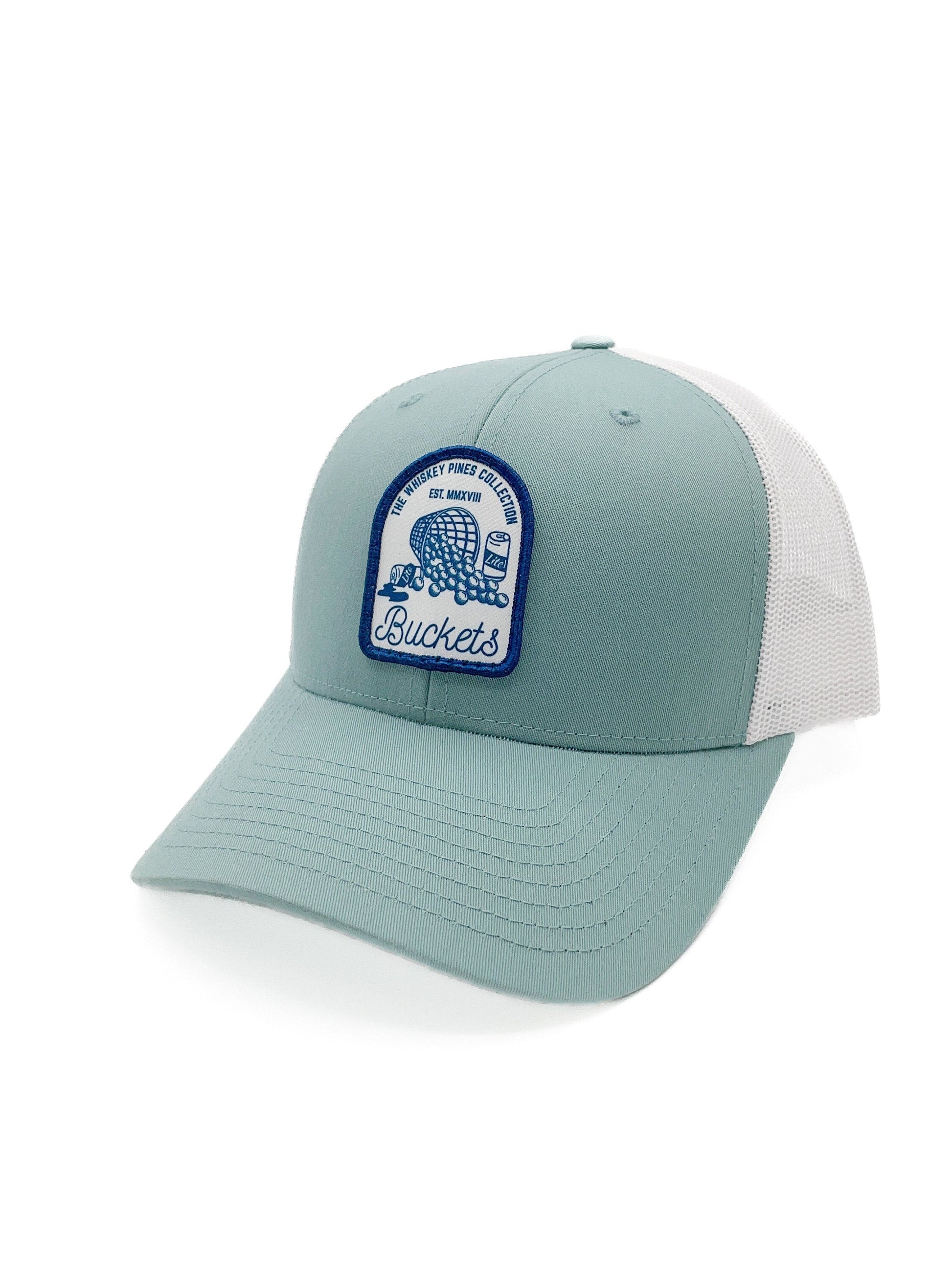 Smoke Blue & White "Buckets" Trucker Hat