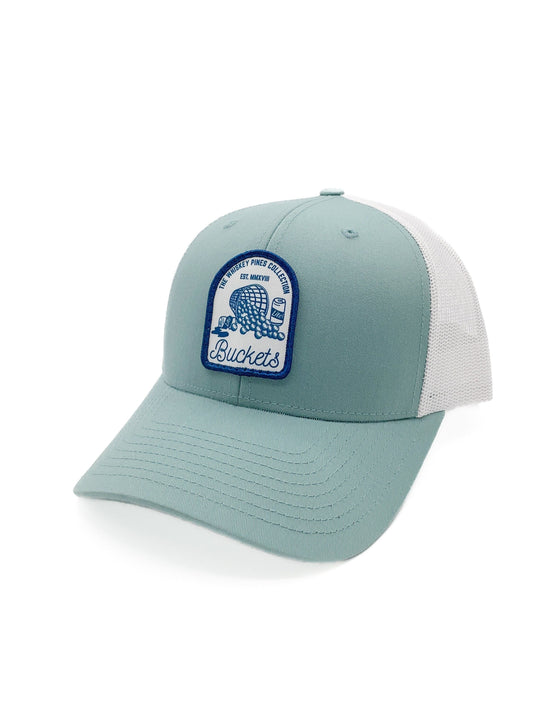 Smoke Blue & White "Buckets" Trucker Hat