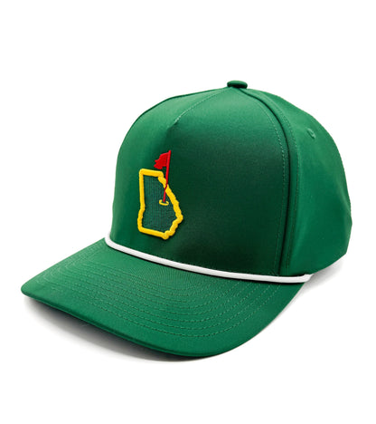 Green "Augusta's Tradition" Rope Hat | Augusta, GA | #18 Chair on the Green | Tiger Woods | Rope Golf Cap | Major PGA Golf | Sunday