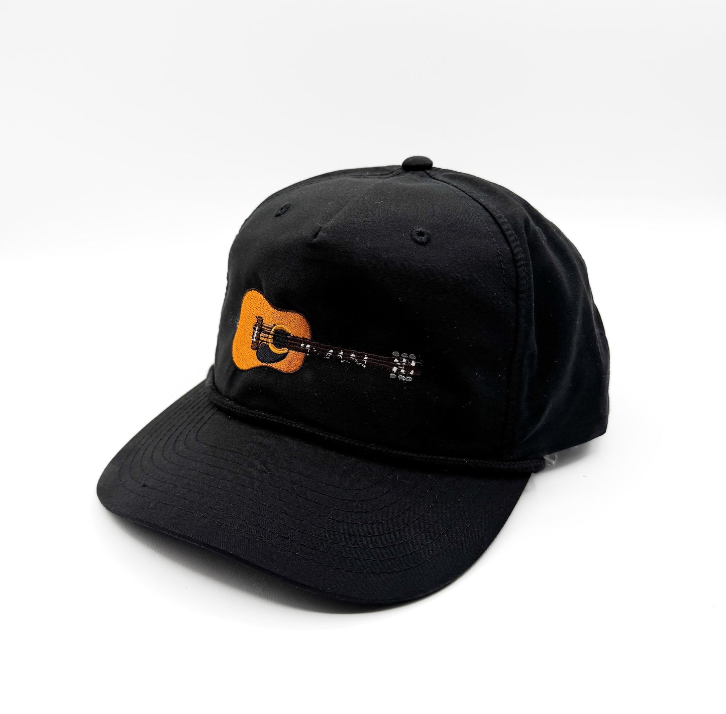 Black "Guitar" Rope Hat | Whiskey Pines Country | Embroidered Acoustic | Richardson 256 Snapback | Southern Festival | Music Lover Gift