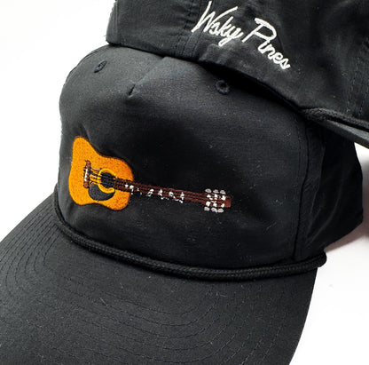 Black "Guitar" Rope Hat | Whiskey Pines Country | Embroidered Acoustic | Richardson 256 Snapback | Southern Festival | Music Lover Gift