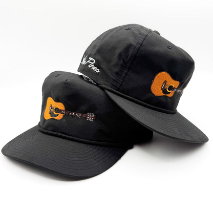 Black "Guitar" Rope Hat | Whiskey Pines Country | Embroidered Acoustic | Richardson 256 Snapback | Southern Festival | Music Lover Gift