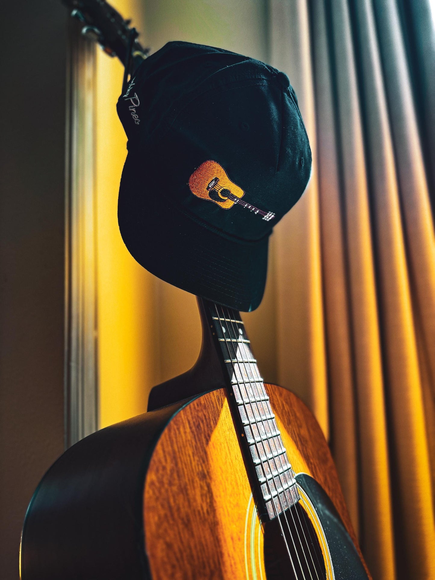 Black "Guitar" Rope Hat | Whiskey Pines Country | Embroidered Acoustic | Richardson 256 Snapback | Southern Festival | Music Lover Gift