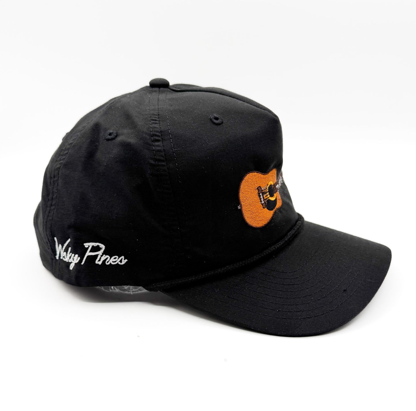 Black "Guitar" Rope Hat | Whiskey Pines Country | Embroidered Acoustic | Richardson 256 Snapback | Southern Festival | Music Lover Gift