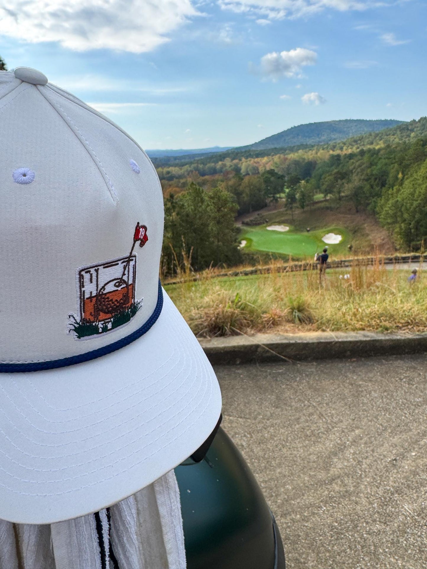 White "19th Hole" Rope Hat | Golf Course | !9th Hole Whiskey Drinking | Summer | Patch | Golf Cart | Scorecard