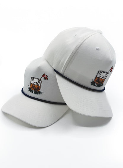 White "19th Hole" Rope Hat | Golf Course | !9th Hole Whiskey Drinking | Summer | Patch | Golf Cart | Scorecard